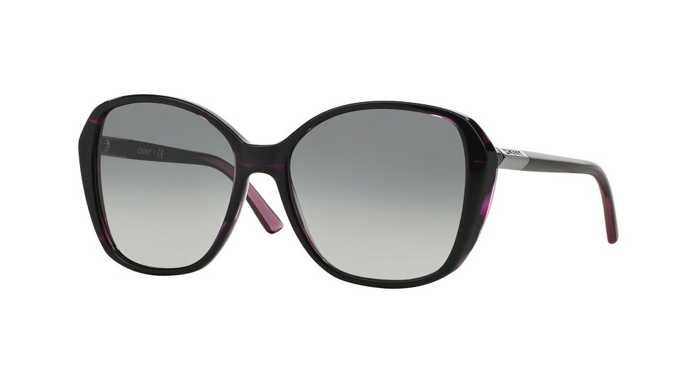 DKNY DY4122 Sunglasses 361111-57 - Spotted Grey Fuxia Frame, Grey Gradient Lenses