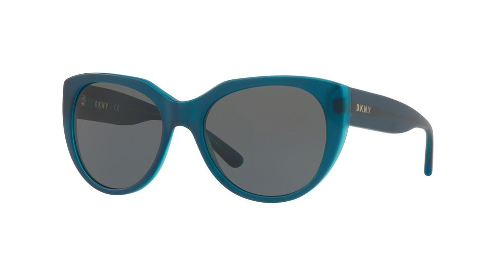 DKNY DY4149 Sunglasses 374787-55 - Matte Peacock Frame, Grey Solid Lenses