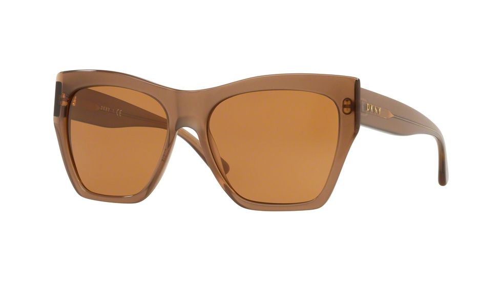 DKNY DY4156 Sunglasses 377273-58 - Brown Transparent Frame, Brown Solid Lenses