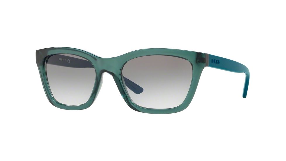 DKNY DY4158 Sunglasses 37898E-55 - Transparent Teal Frame, Blue Gradient Lenses