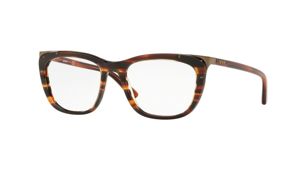 DKNY DY4680 Single Vision Prescription Eyeglasses 3782-52 - Striped Havana Frame