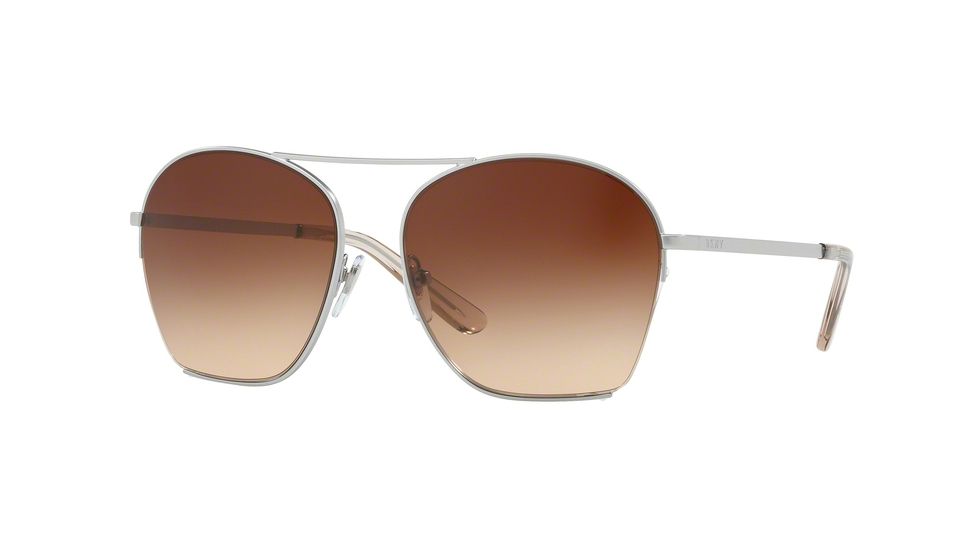 DKNY DY5086 Sunglasses 125274-57 - Shiny Silver Frame, Light Brown Gradient Lenses