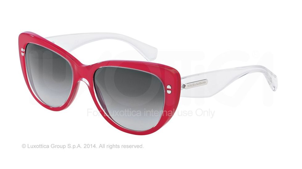 Dolce&amp;Gabbana 3 LAYERS DG4221 Single Vision Prescription Sunglasses DG4221-27758G-55 - Lens Diameter 55 mm, Frame Color Top Crystal On Pearl Red