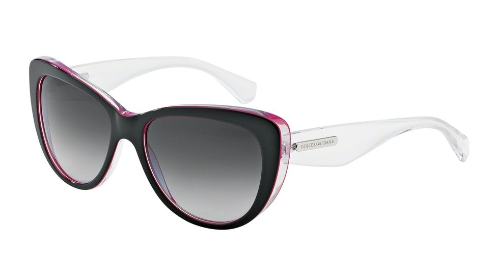Dolce&amp;Gabbana 3 LAYERS DG4221 Single Vision Prescription Sunglasses DG4221-27948G-55 - Lens Diameter 55 mm, Frame Color Black/peral Fuxia/cryst