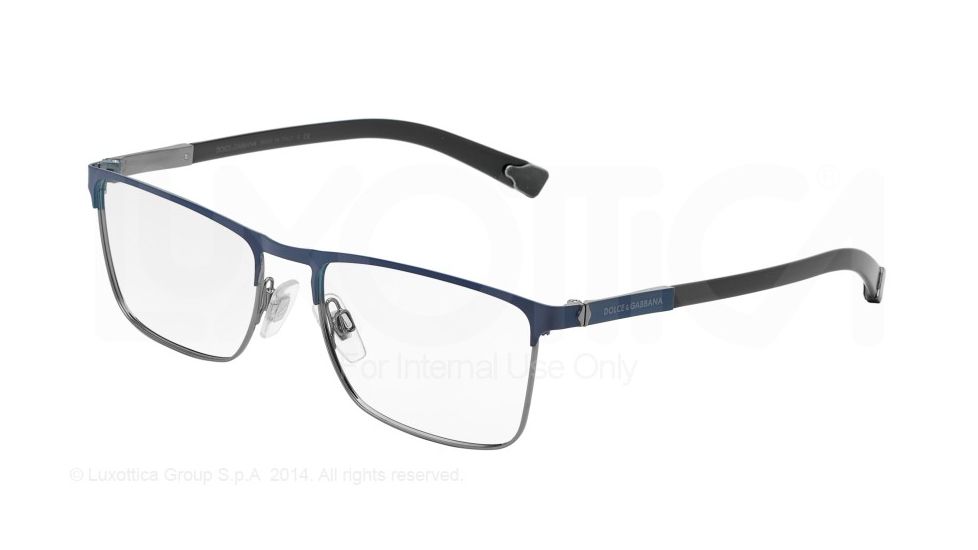 Dolce&amp;Gabbana BASALTO COLLECTION DG1259 Single Vision Prescription Eyeglasses 1158-53 - Matte Blue/Gunmetal Frame