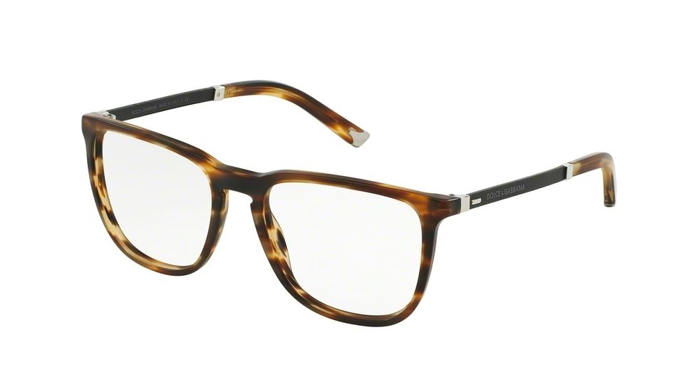 Dolce&amp;Gabbana BASALTO COLLECTION DG3216 Single Vision Prescription Eyeglasses 2673-52 - Matte Striped Brown Frame