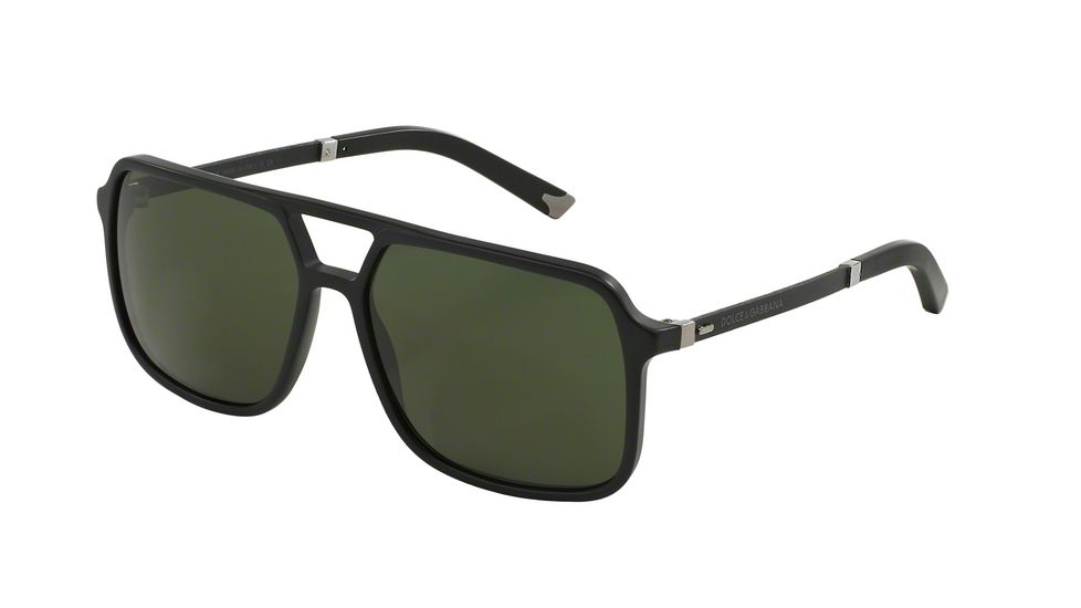 Dolce&amp;Gabbana BASALTO COLLECTION DG4241 Sunglasses 193471-58 - Matte Black Frame, Grey Green Lenses