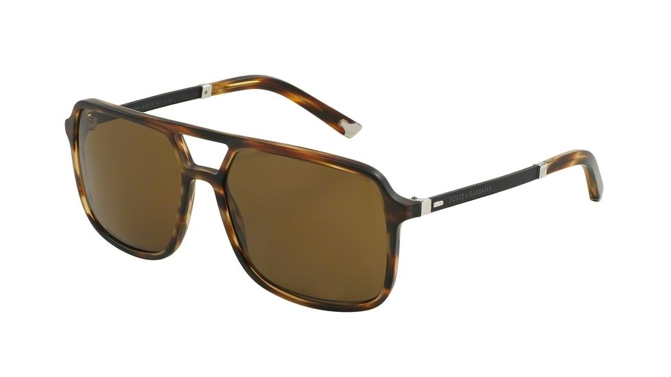 Dolce&amp;Gabbana BASALTO COLLECTION DG4241 Sunglasses 267373-58 - Matte Striped Havana Frame, Brown Lenses