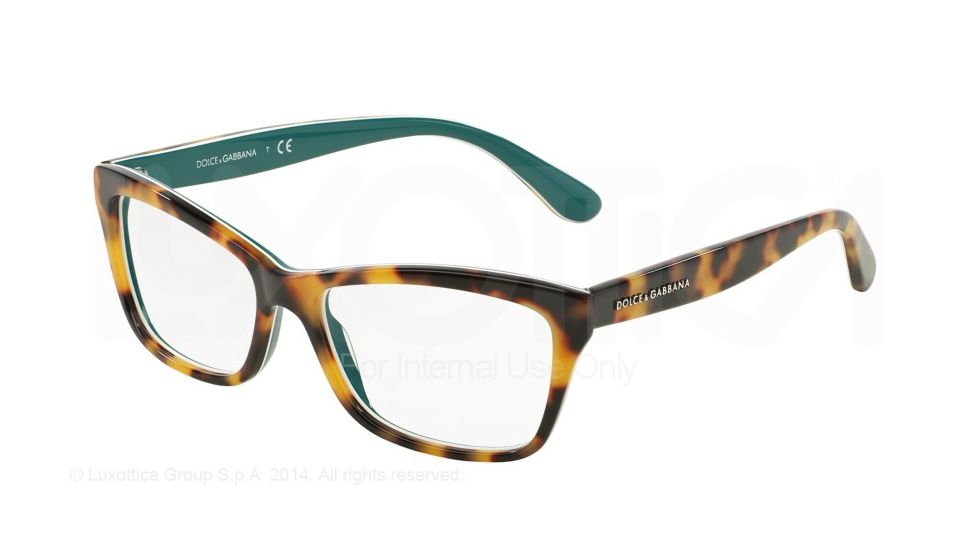 Dolce&Gabbana CONTEMPORARY DG3215 Single Vision Prescription Eyeglasses 2891-52 - Top Havana On Petroleum Frame