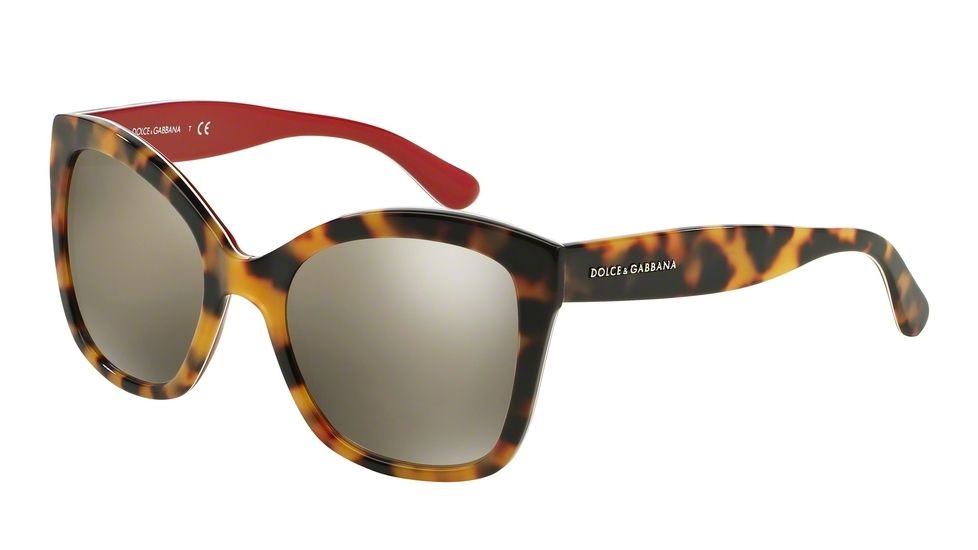 Dolce&amp;Gabbana CONTEMPORARY DG4240 Single Vision Prescription Sunglasses DG4240-28936G-54 - Lens Diameter 54 mm, Frame Color Top Havana On Red