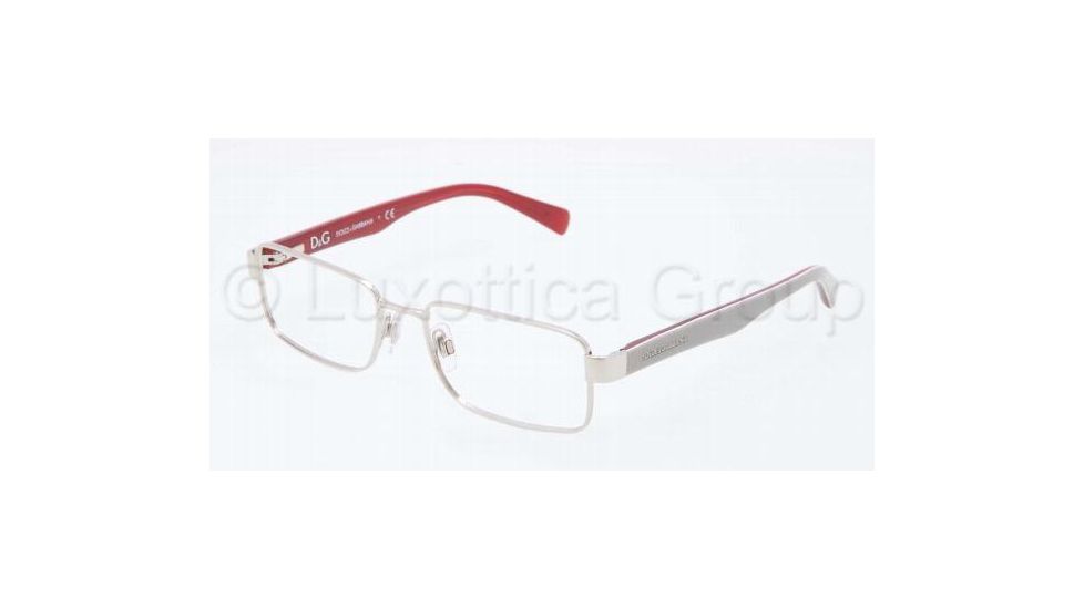 Dolce&amp;Gabbana CONTRAST DG1238P Single Vision Prescription Eyeglasses 1172-5217 - Silver Frame