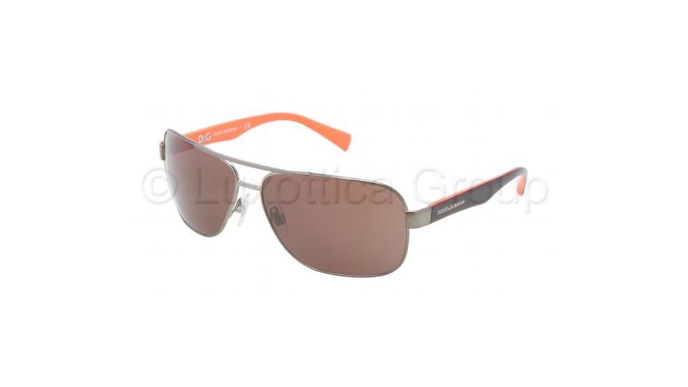 Dolce&amp;Gabbana CONTRAST DG2120P Sunglasses 117073-6413 - Gunmetal Frame, Brown Lenses