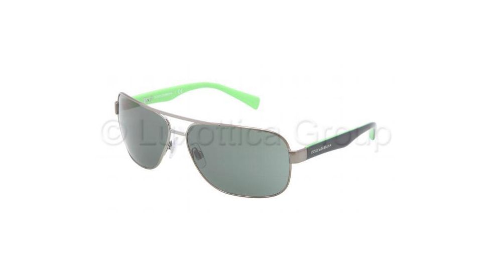 Dolce&amp;Gabbana CONTRAST DG2120P Sunglasses 117171-6413 - Gunmetal Frame, Green Lenses