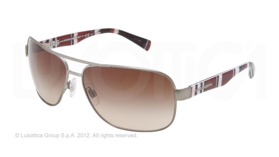 Dolce&amp;Gabbana CONTRAST DG2120P Sunglasses 123613-64 - Matte Gunmetal Frame, Brown Gradient Lenses