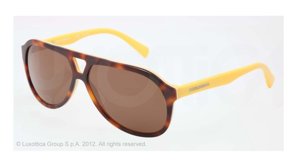 Dolce&amp;Gabbana CONTRAST DG4169P Progressive Prescription Sunglasses DG4169P-260683-61 - Lens Diameter 61 mm, Lens Diameter 61 mm, Frame Color Havana On Yellow