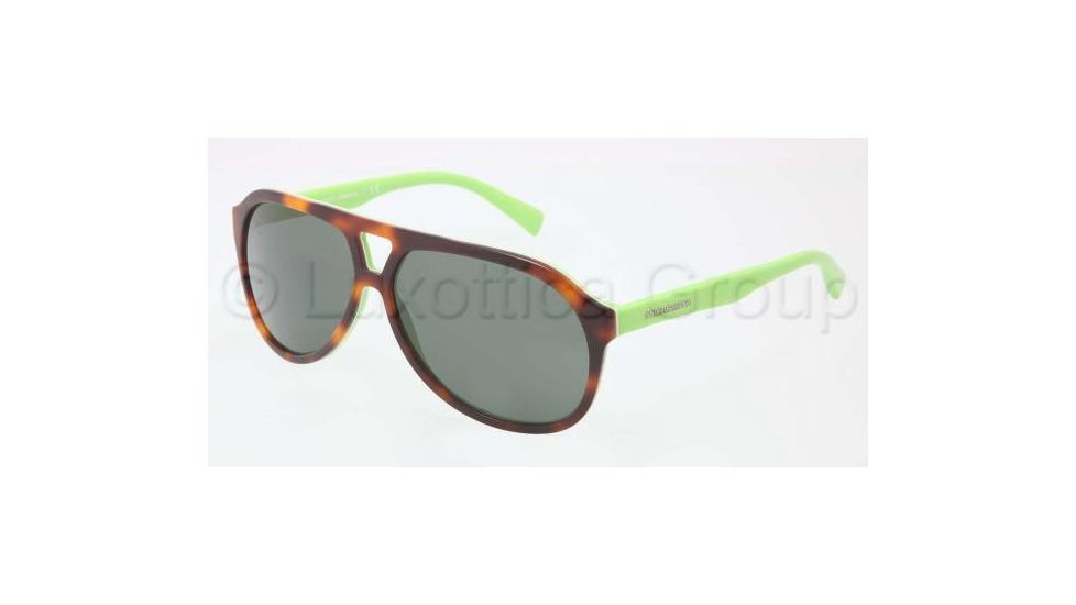 Dolce&amp;Gabbana CONTRAST DG4169P Sunglasses 268771-6112 - Top Havana / Green Frame, Green Lenses