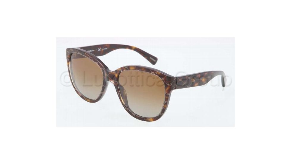 Dolce&amp;Gabbana D&amp;G ALL OVER DG4159P Sunglasses 2660T5-5618 - Hazelnut on Havana Frame, Polarized Brown Gradient Lenses
