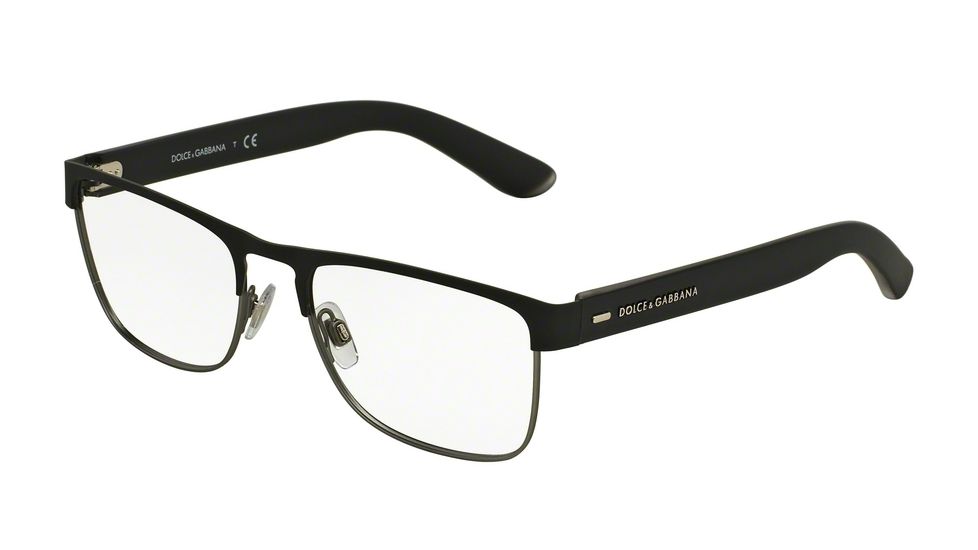 Dolce&amp;Gabbana DG1270 Single Vision Prescription Eyeglasses 1260-54 - Black Rubber Frame