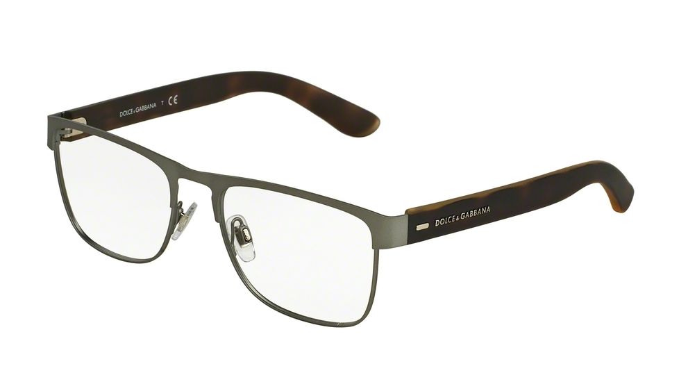 Dolce&amp;Gabbana DG1270 Single Vision Prescription Eyeglasses 1261-54 - Gunmetal Rubber Frame