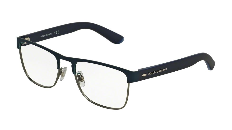 Dolce&amp;Gabbana DG1270 Single Vision Prescription Eyeglasses 1263-54 - Blue Rubber Frame