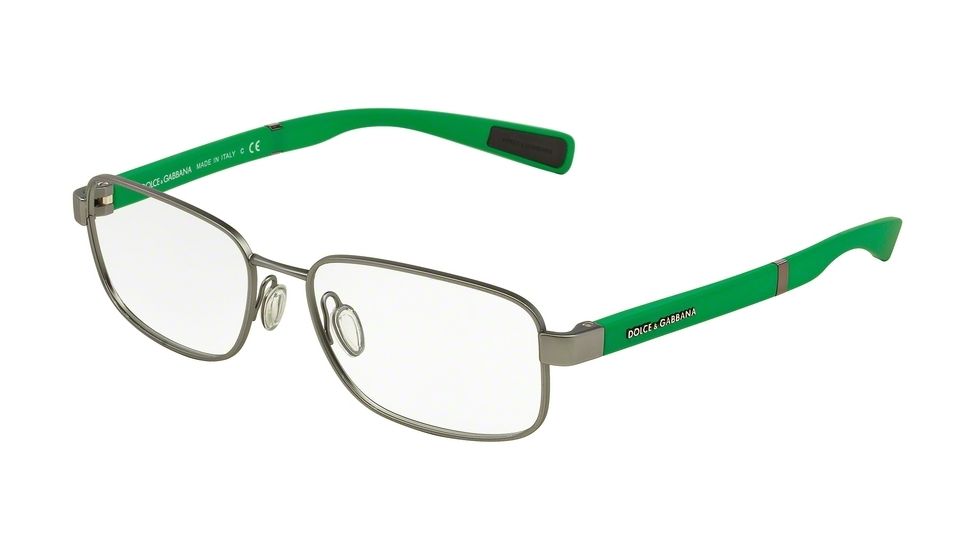 Dolce&amp;Gabbana DG1281 Single Vision Prescription Eyeglasses 1288-53 - Gunmetal Rubber Frame