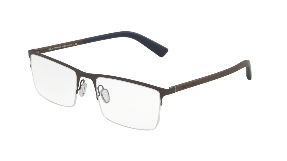 Dolce&amp;Gabbana DG1284 Progressive Prescription Eyeglasses 1274-54 - Brown Rubber Frame