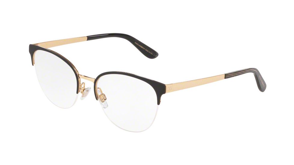 Dolce&Gabbana DG1311 Prescription Eyeglasses, 52mm, Matte Black/Gold, DG1311-1311-52-SV