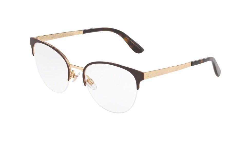 Dolce&Gabbana DG1311 Prescription Eyeglasses, 52mm, Matte Brown/Gold, DG1311-1320-52-SV