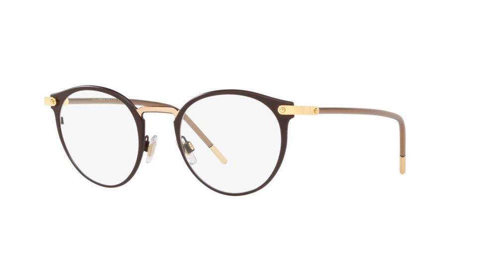 Dolce&amp;Gabbana DG1318 Prescription Eyeglasses, 48mm, Matte Brown/Gold, DG1318-1315-48-SV