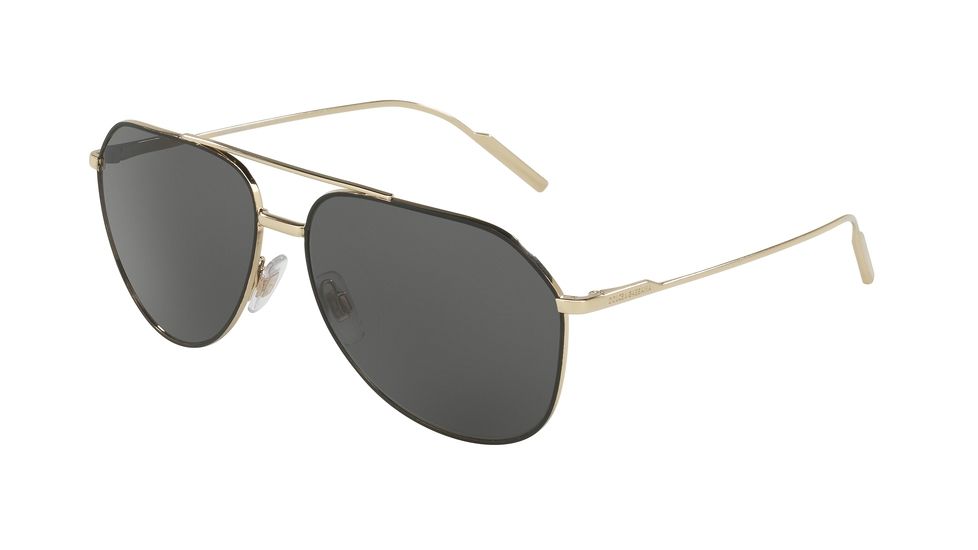 Dolce&amp;Gabbana DG2166 Single Vision Prescription Sunglasses DG2166-130587-61 - Lens Diameter 61 mm, Frame Color Black/pale Gold