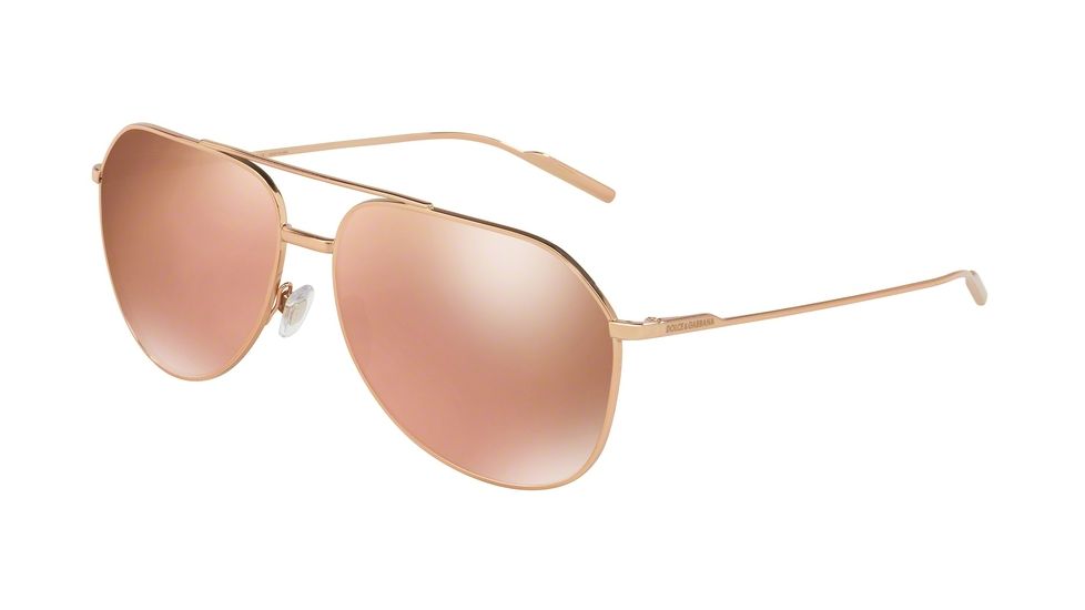 Dolce&amp;Gabbana DG2166 Single Vision Prescription Sunglasses DG2166-K03-5R-61 - Lens Diameter 61 mm, Frame Color Pink Gold Plated Gold