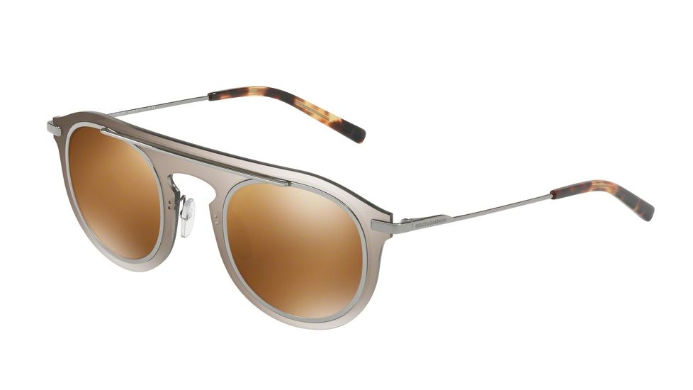 Dolce&amp;Gabbana DG2169 Single Vision Prescription Sunglasses DG2169-04-6H-46 - Lens Diameter 46 mm, Frame Color Mirror Pale Gold