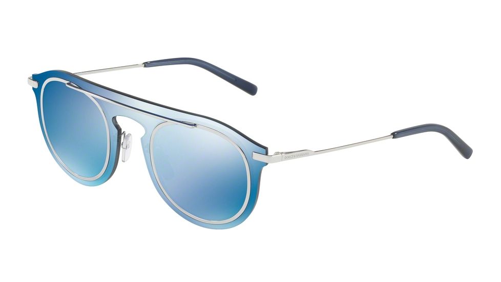 Dolce&amp;Gabbana DG2169 Single Vision Prescription Sunglasses DG2169-05-55-48 - Lens Diameter 48 mm, Frame Color Mirror Blue