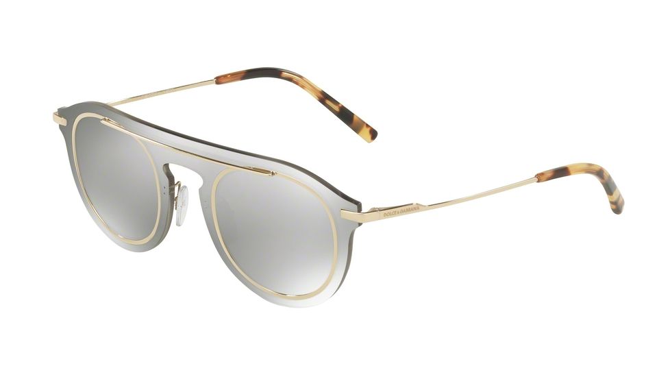 Dolce&amp;Gabbana DG2169 Single Vision Prescription Sunglasses DG2169-488-6G-46 - Lens Diameter 46 mm, Frame Color Light Grey Mirror Silver
