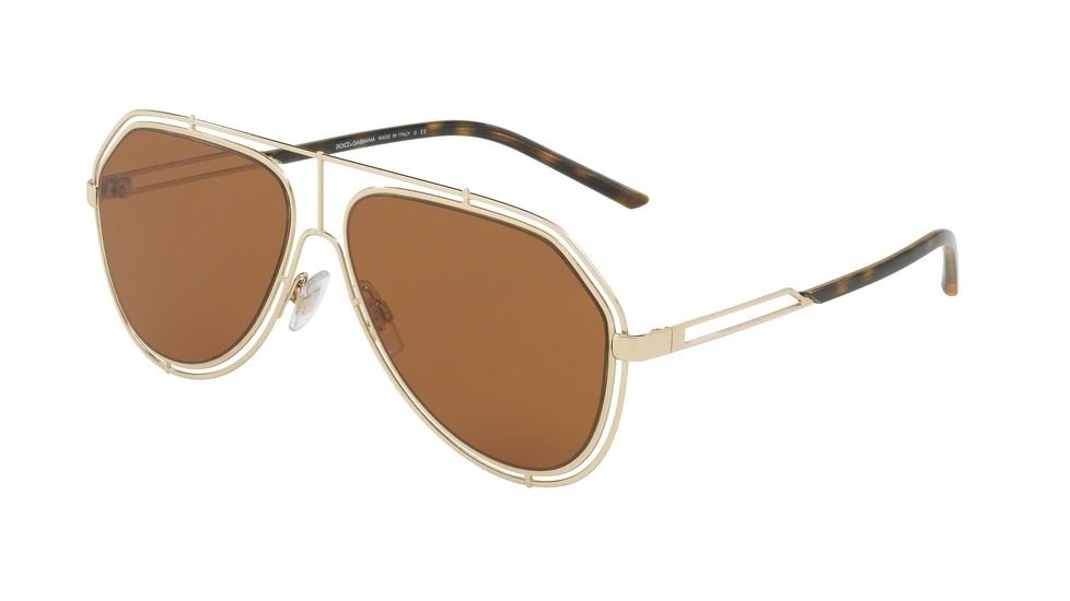 Dolce&amp;Gabbana DG2176 Single Vision Prescription Sunglasses DG2176-488-73-59 - Lens Diameter 59 mm, Frame Color Pale Gold