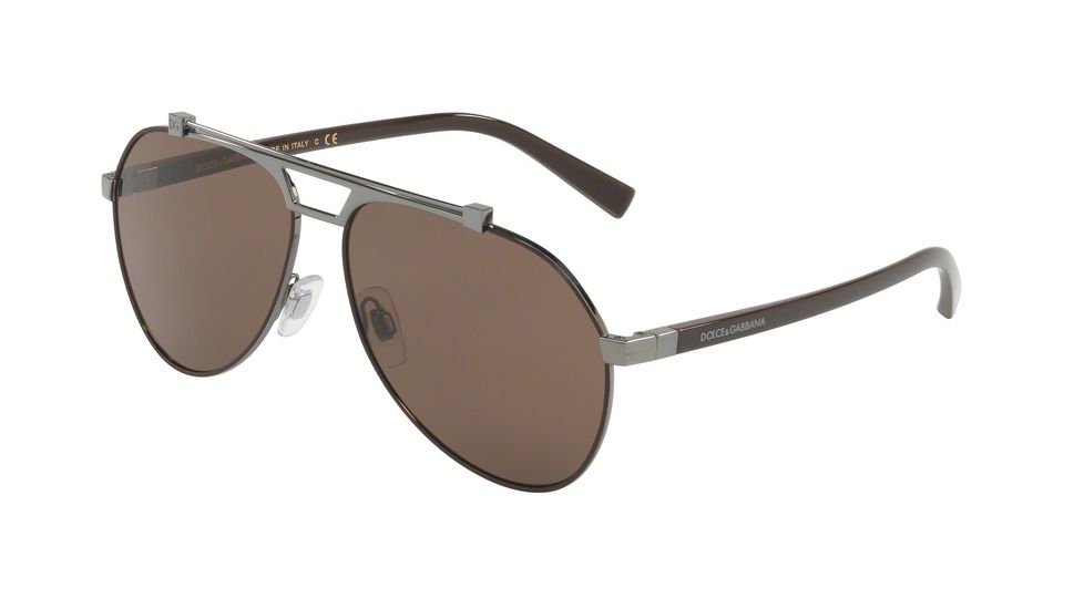 Dolce&amp;Gabbana DG2189 Single Vision Prescription Sunglasses DG2189-131573-61 - Lens Diameter 61 mm, Frame Color Matte Brown/Gunmetal