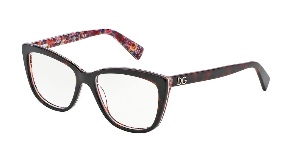 Dolce&amp;Gabbana DG3190 Single Vision Prescription Eyeglasses 2790-52 - Top Havana/mosaic Frame