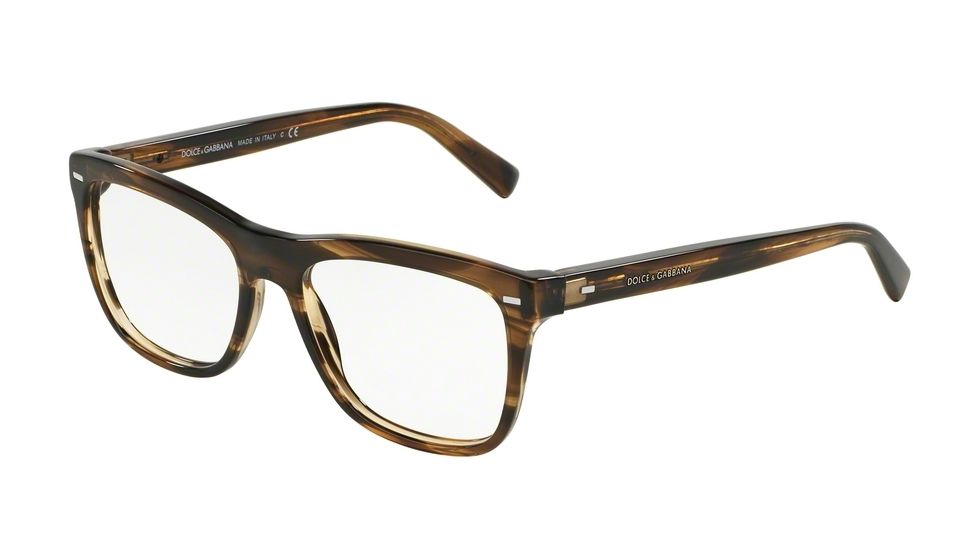 Dolce&amp;Gabbana DG3226 Single Vision Prescription Eyeglasses 2925-52 - Striped Tobaco Frame