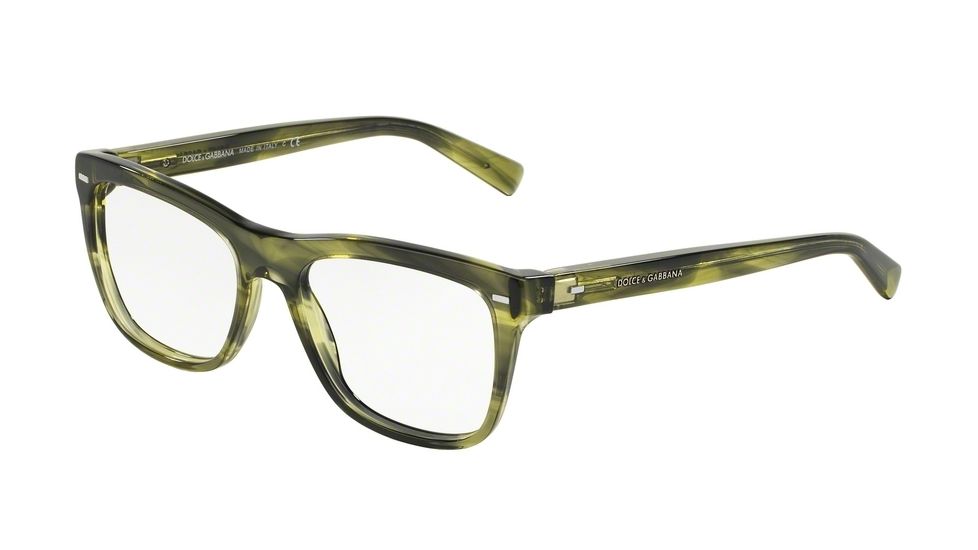 Dolce&amp;Gabbana DG3226 Single Vision Prescription Eyeglasses 2926-52 - Striped Olive Green Frame