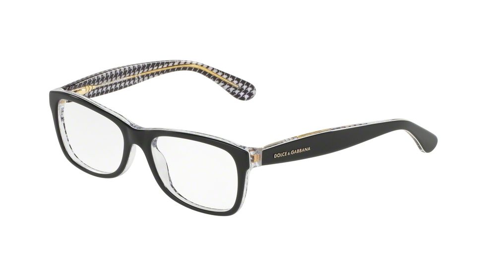Dolce&amp;Gabbana DG3231 Eyeglass Frames 3080-48 - Black/print Pied De Poule Frame