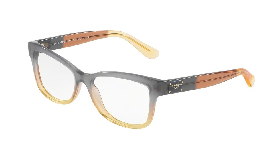 Dolce&Gabbana DG3254 Progressive Prescription Eyeglasses 3074-52 - Grad Brown/caramel/yellow Frame