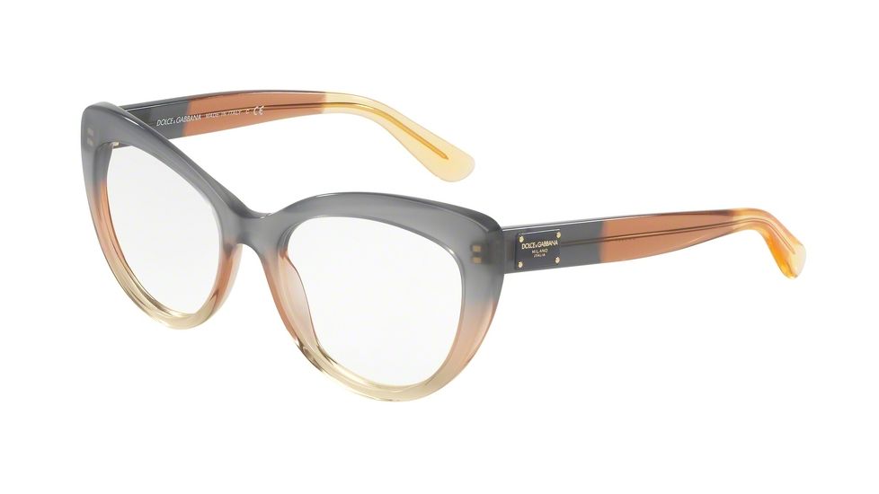Dolce&amp;Gabbana DG3255 Single Vision Prescription Eyeglasses 3074-51 - Grad Brown/caramel/yellow Frame
