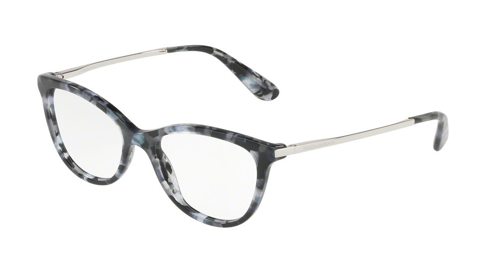 Dolce&amp;Gabbana DG3258F Single Vision Prescription Eyeglasses 3132-54 - Cube Black/silver Frame