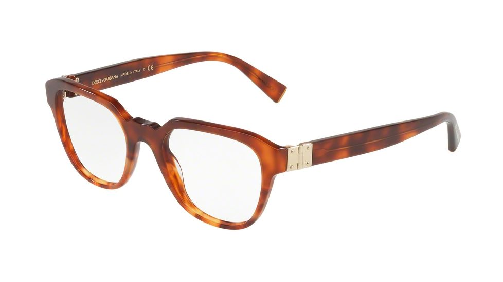 Dolce&amp;Gabbana DG3277 Progressive Prescription Eyeglasses 3144-51 - Dark Havana/amber Havana Frame