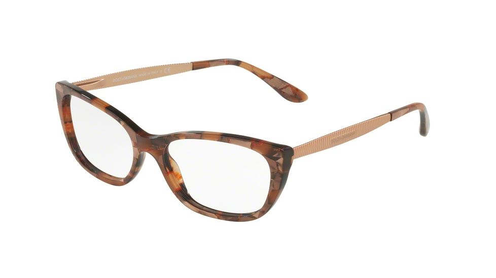 Dolce&Gabbana DG3279F Single Vision Prescription Eyeglasses 3131-53 - Cube Bronze Frame