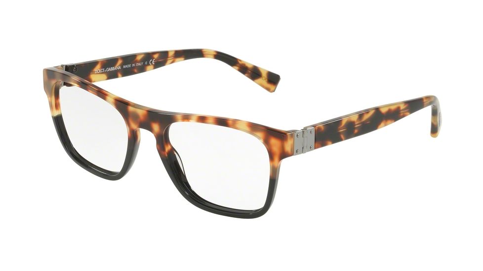 Dolce&amp;Gabbana DG3281F Progressive Prescription Eyeglasses 3143-54 - Light Havana Black Frame