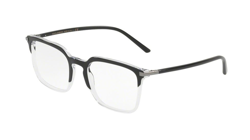 Dolce&amp;Gabbana DG3283 Bifocal Prescription Eyeglasses, 51mm, Top Black On Crystal, DG3283-675-51-BI