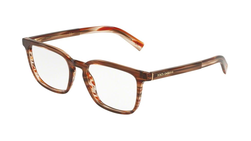 Dolce&amp;Gabbana DG3307 Progressive Prescription Eyeglasses 3197-51 - Transp Brown/Striped Orange
