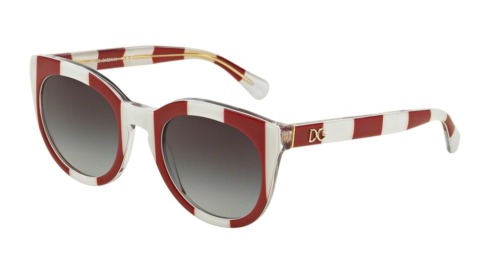 Dolce&amp;Gabbana DG4249 Single Vision Prescription Sunglasses DG4249-30248G-50 - Lens Diameter 50 mm, Frame Color Stripe Red/white