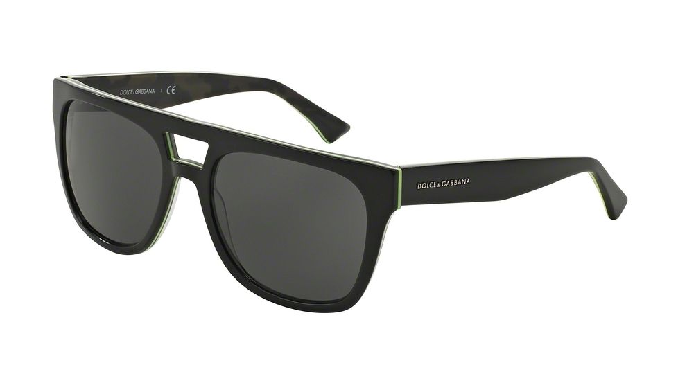 Dolce&amp;Gabbana DG4255 Progressive Prescription Sunglasses DG4255-295387-56 - Lens Diameter 56 mm, Frame Color Black/fluo Yellow/camo